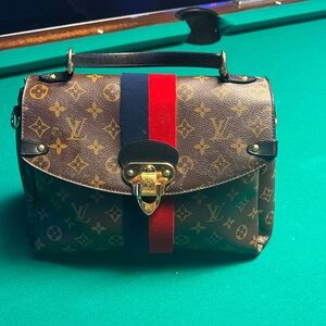 Louis Vuitton Monogram  Bag with Red and Blue Stripe